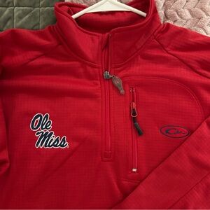 Ole Miss Drake Red 1/4 Quarter Zip-Up Sweater Size M